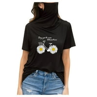Topovi za žene, ženske Ležerne široke majice s kratkim rukavima, maska za lice, bluza, majica, Crna