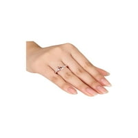 1. Karatni morganit i dijamantni prsten od srebra s ružičastom završnom obradom