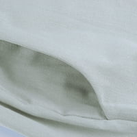 Ženske Ležerne jednobojne pamučne lanene hlače s elastičnim pojasom s kravatom, duge široke hlače u sivoj boji