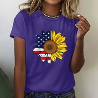 Vintage domoljubne majice, Ženski topići za Dan neovisnosti, modne ljetne Ležerne bluze s kratkim rukavima i dekolteom