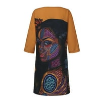 Haljine Za Žene U donjem rublju Ženska Moda Afrički Vintage Print sa srednjim rukavima i izrezom u obliku slova