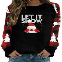 Ženski ležerni pulover s dugim rukavima s printom snjegovića, božićni vrhovi s printom stabla, zimska majica s