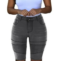 Trenažne kratke hlače od 991, Ženske kratke hlače s jednobojnim potplatom, Traper Casual hlače s džepovima i rupama,