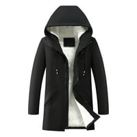 + Muški zimski kaput od flisa ležerna jednobojna jakna s kapuljačom s patentnim zatvaračem jakna srednje duljine