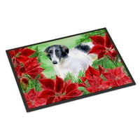 Carolines Treasures CK1320JMAT Vrata mat Borzoi Poinsettas, mat kuće ili na otvorenom, mat pozdrav 36 L x