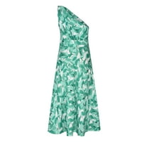 Ljetna haljina za žene, seksi ženska modna duga haljina s printom bez rukava, zelena, zelena