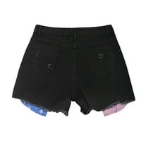 Kratke hlače za trčanje, ženske tiskane traper hlače, kratke ljetne traper hlače srednjeg struka s rastezljivim