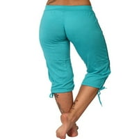 Glonme Ladies joga gaćica elastična struka kapris crtanje kapri hlače za žene salon dna casual solidne boje hlače