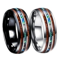 Modno unise drvena abalone školjka titanium čelični prsten za vjenčanje nakit
