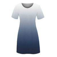 Ljetne haljine za žene plus veličine tiskanje kratkih rukava bledana boja haljina okrugli vrat midi fit i flare