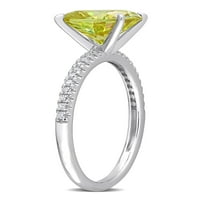 2- Carat T.G.W. Stvorio žuto -bijeli moissanit sterling srebrni zaručnički prsten