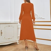 Haljine u obliku kroja i proreza, visokog struka, pripijena Temperamentna haljina, suknja A kroja u narančastoj