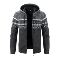 Dukserice za muškarce, muški zimski džemperi s dugim rukavima s baršunastom kapuljačom, 3-inčna jakna od kardigana