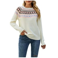 Puloveri a-list, Ženski džemperi, široki džemperi s okruglim vratom i dugim rukavima, Vintage džemperi s printom,