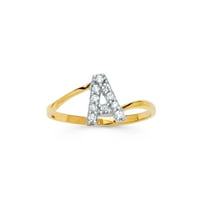 Nakit od žutog zlata od 914 dolara s kubičnim cirkonijem, modni jubilarni prsten s početnim slovom a, veličina