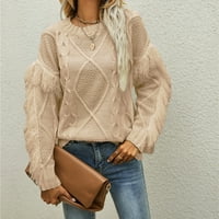 Ketyyh-chn džemperi za žene casual solid pullover turtleneck bluza plišani vrhovi džemper kaki, m