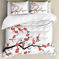 Navlaka za poplun kraljevske veličine Japanska pojednostavljena botanička posteljina od cvijeta trešnje 3-inčni