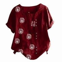 Rasprodaja A-liste ženske ljetne Ležerne široke košulje s okruglim vratom s kratkim rukavima S cvjetnim printom