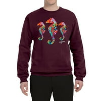 Dugini morski konjići, višebojna majica s printom za ljubitelje životinja u A-listi, Kestenjasta, 2 inča