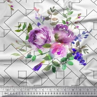 Pamučna Pletena tkanina od pamuka s cvjetnim geometrijskim dekorom u akvarelu, tiskana tkanina širine dvorišta