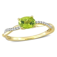 1- Carat T.G.W. Peridot i Carat T.W. Dijamant 14KT žuti zlato crossover zaručnički prsten