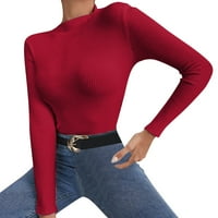 Džemperi od džempera za žene, džemper s dugim rukavima s dugim rukavima, casual jednobojni kontrastni pulover