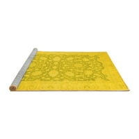 Tradicionalni tepisi u istočnom stilu u žutoj boji koji se mogu prati u perilici, okrugli, promjera 5 inča