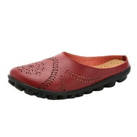 PENKIIY ženske cipele Čvrsta boja retro izrezana rezbarena moda ravne pete udobne ležerne sandale papuče
