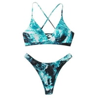Žene gradijentni tisak bikini Dva kupaća kostima kupaći kostim kupaći kostim plava l