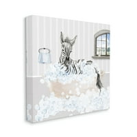 Stupell Zebra prskanje pjene za kupanje životinje i insekti Galerija slika omotano platno ispis zidne umjetnosti