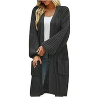 Ženski Džemperi-Kardigani u veličini Plus veličine s otvorenim prednjim dijelom i dugim rukavima, pleteni Kablovi