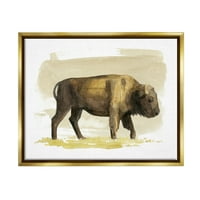 Stupell Country Bison ispaši divlje životinje i insekti Slikanje zlatnog plutara uokvirenog umjetničkog tiskana