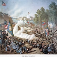 Bitka kod Korinta, 1862. Bitka kod Korinta, Mississippi, 3. listopada 1862. Litografija, 1891., Kurtz i Allison.