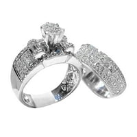 Modni set dijamantnih prstenova cirkon nakit za žene vjenčani zaručnički prstenovi za par srebrno srebro