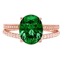 2. dijamant ovalnog reza s prozirnom imitacijom dijamanta od ružičastog zlata od 18 karata s umetcima prsten od