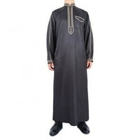 Muškarci Jubba Kaftan Tobe Dishdash Saudijska Arabija Muslimanska Maksi haljina s dugim rukavima siva Haljina