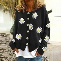 Vanjska odjeća s otvorenim reverom sprijeda jesenska Moda lagani pleteni džemper s cvjetnim printom kardigan s