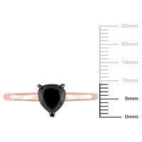 Carat T.W. Crni dijamant 14KT ružičasto zlato suza crni rodij zaručnički prsten pasijansa