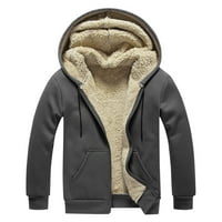 Dukserice za muškarce, muški zimski ležerni plišani jednobojni kaput s kapuljačom, kaput s dugim rukavima s džepom