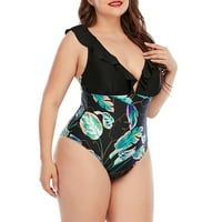 Summer plus size kupaći kostim plus ispis u boji podudaranje ruffle kupaćih kostima plus dva kupaonica za žene