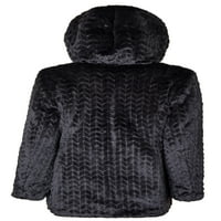 Ženske jakne s kapuljačom reverzibilne na crni chevron fau Fur Zimski kaputi - crni