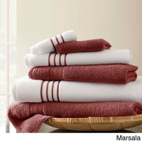 6-dijelni set ručnika za kupanje za odrasle s brzosušećom trakom od pamuka, srebro