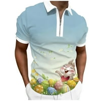 Polo majice za muškarce uskrsna Moda svakodnevni digitalni 3-inčni ispis patentni zatvarač s reverom zec Polo