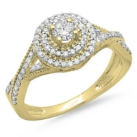 Kolekcija DazzlingRock 0. Carat 14K okrugli dijamantski crossover vrtlog mladenka Halo zaručnički prsten, žuto