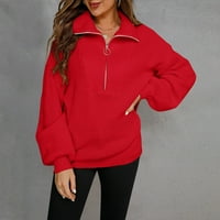 Ženski džemperi Bluza modernog kroja pulover ležerni džemperi s izrezom u obliku slova U za tinejdžerice u crvenoj