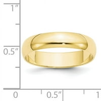 14k žuti zlatni polukružni Prsten, Veličina 14
