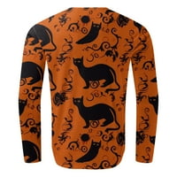 Muške košulje za oblatne za Noć vještica Plus size horor print pulover dugih rukava s okruglim vratom na kopčanje