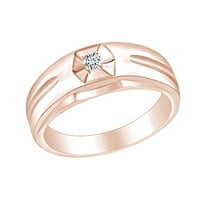 Muški zaručnički prsten od bijelog prirodnog dijamanta od punog ružičastog zlata 14k veličina prstena-10,5