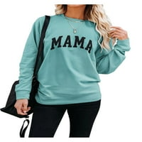 Lacozy Womens Dugi rukavi Mama Grafičke majice casual Crewneck Twimhert labavi pulover vrhovi