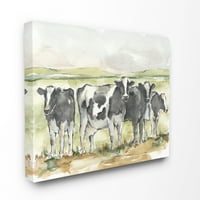 Stupell Home dekor krava pašnjaka farmi krajolik krajolik životinjski akvarel slikanje platno zidna umjetnost